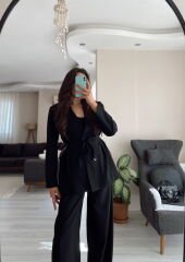 Blazer Ceket & Palazzo Pantolon İkili Takım