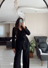 Blazer Ceket & Palazzo Pantolon İkili Takım