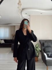 Blazer Ceket & Palazzo Pantolon İkili Takım