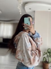 Brshk Batik Desen Fermuarlı Kapüşonlu Hırka