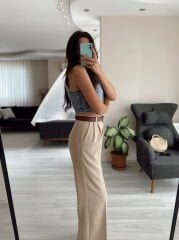 Vizon Kumaş Palazzo Pantolon