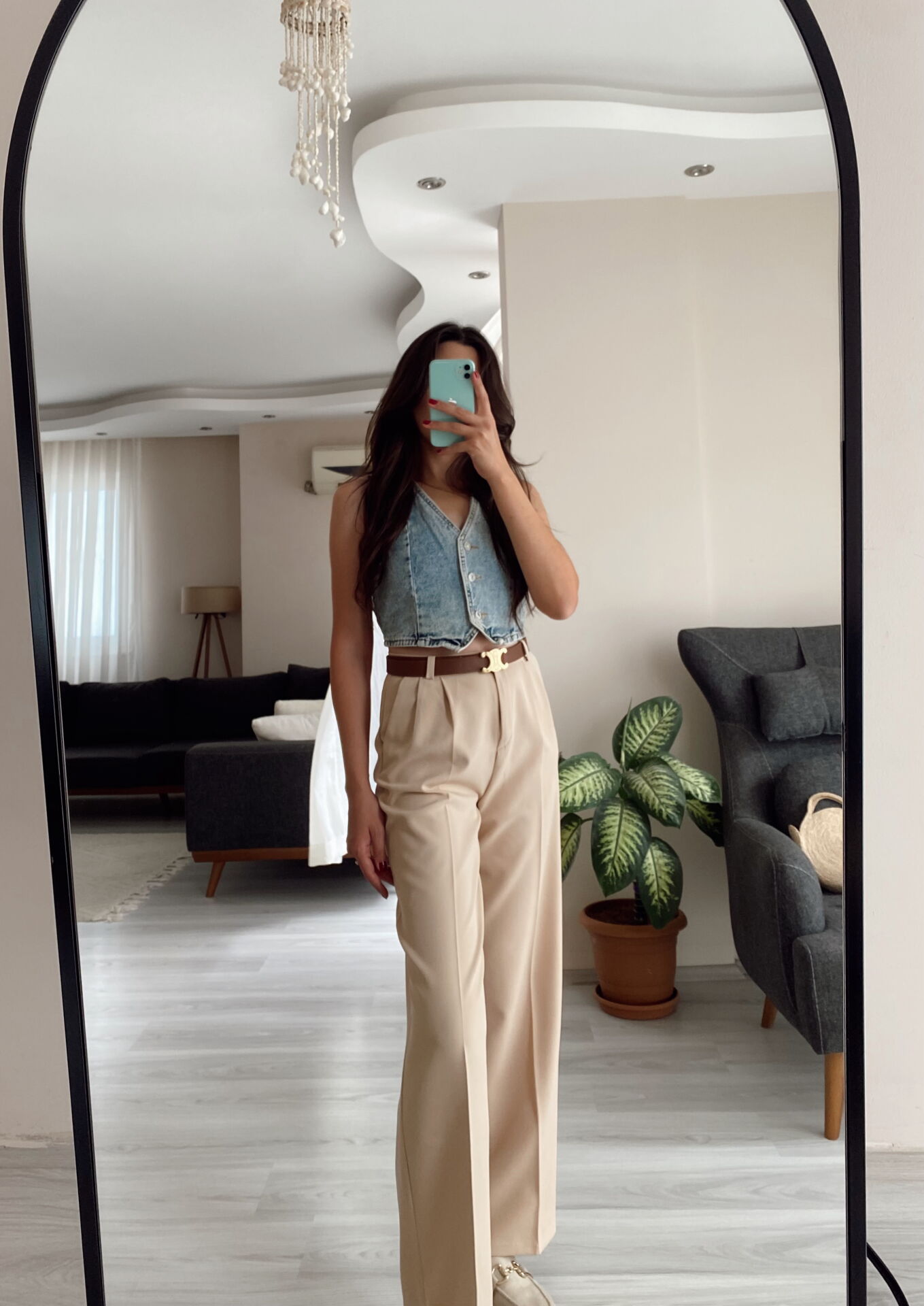 Vizon Kumaş Palazzo Pantolon