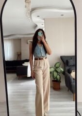 Vizon Kumaş Palazzo Pantolon