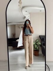 Vizon Kumaş Palazzo Pantolon