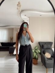 Siyah Kumaş Palazzo Pantolon