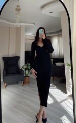 Siyah Maxi Triko Elbise