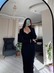 Siyah Maxi Triko Elbise