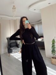 Siyah Modal Palazzo Eşofman