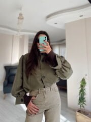 Haki Astarlı Süet Bomber Ceket