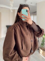 Acı Kahve Astarlı Süet Bomber Ceket
