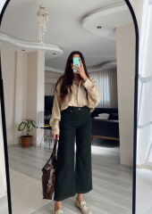 Haki Wide Leg Jean