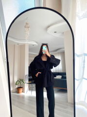 Oversize Astarlı Kısa Trençkot